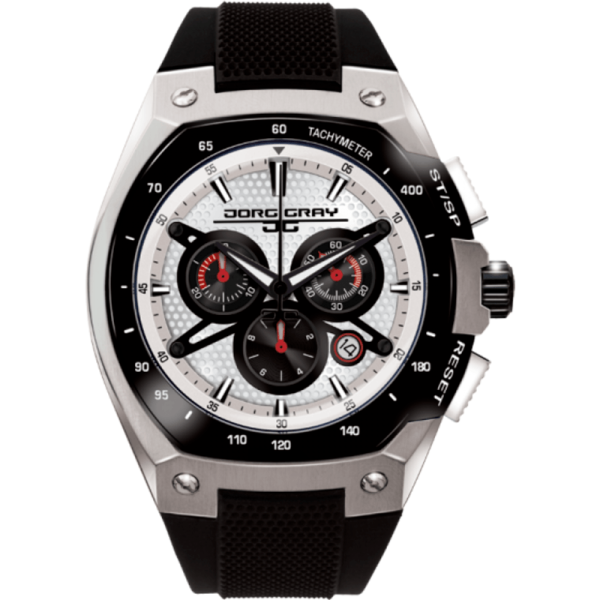 Jorg Gray JG8300-22 White w  Black Chronograph Men s Watch | Silicone on Sale - Image 2