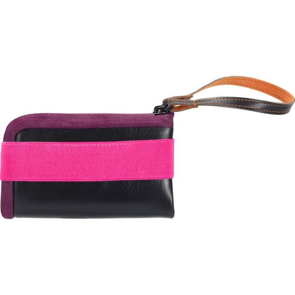 Cote&Ciel Medium Leather Wallet | Black Pink Orchid Online Hot Sale