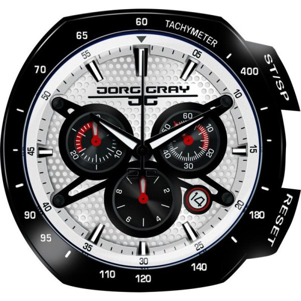 Jorg Gray JG8300-22 White w  Black Chronograph Men s Watch | Silicone on Sale - Image 3
