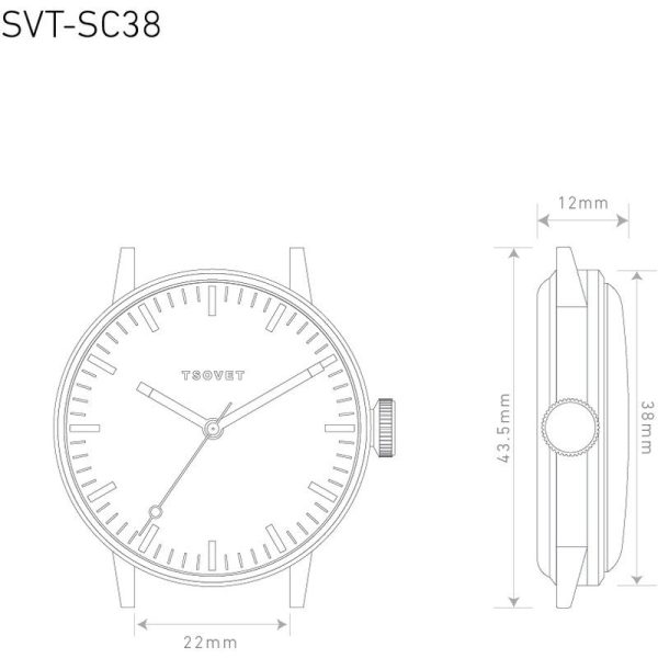 Tsovet SVT-SC38 Silver & Gunmetal Watch | Brown Leather Online - Image 2