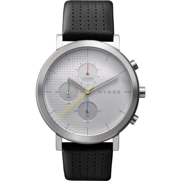 Hygge 2204 Silver Chronograph Watch | Leather Online now - Image 2