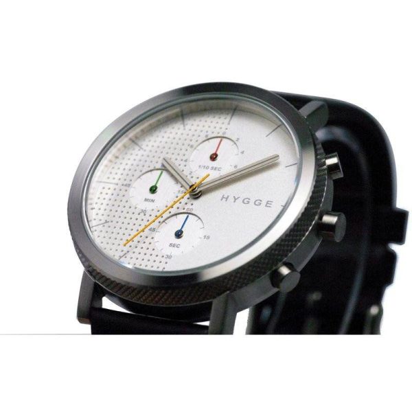 Hygge 2204 Silver Chronograph Watch | Leather Online now - Image 4