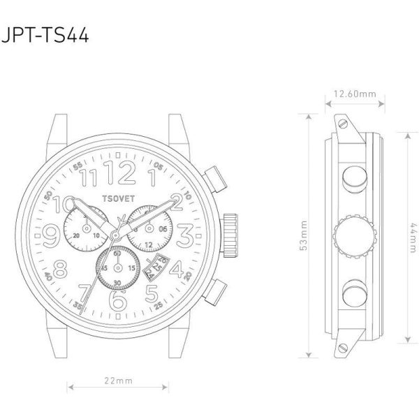 Tsovet JPT-TS44 Black Chronograph Watch | Black Leather TS331010-45 Online - Image 4