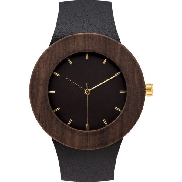 Analog Carpenter Leather & Blackwood Wood Watch | Markings For Discount
