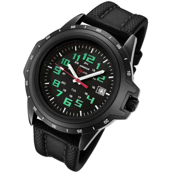Armourlite Shatterproof AL223 Watch Black-Green | Leather Fashion