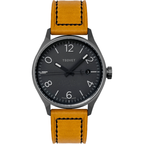 Tsovet SMT-RS40 Gunmetal Automatic Watch | Rouille Leather Online now