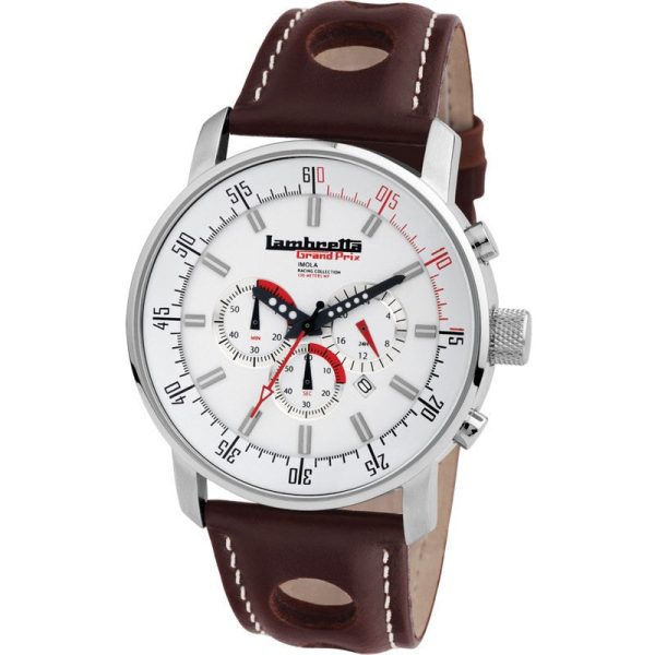Lambretta Imola White Chronograph Watch | Leather on Sale