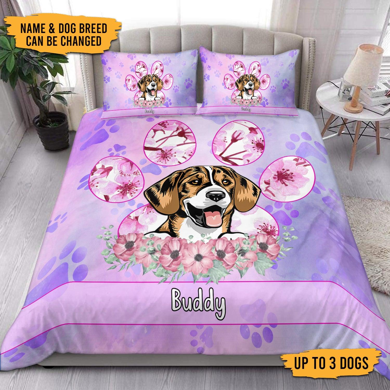 Dog Cherry Blossom Personalized Bedding Set, Personalized Gift for Dog Lovers, Dog Dad, Dog Mom – BD018PS08 For Sale