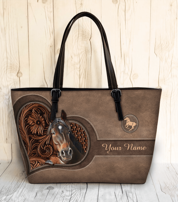 Personalized Horse Leather Tote-Bag, Personalized Gift for Horse Lovers - LT001PS06 Sale