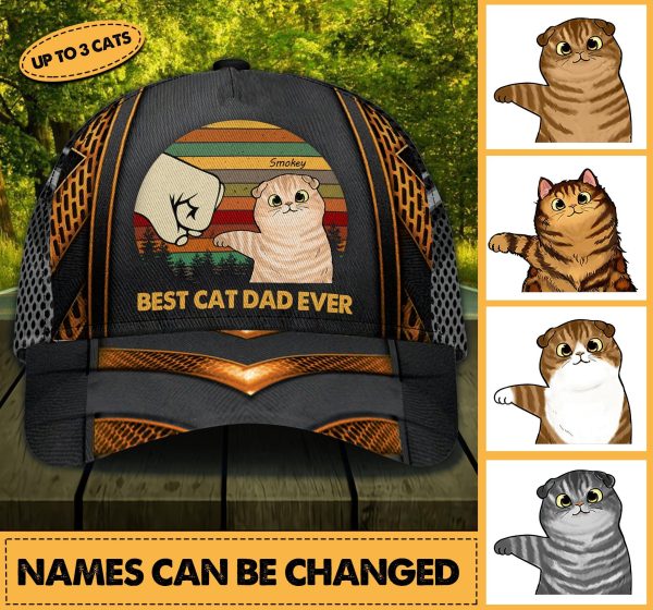 Best Cat Dad Ever Personalized Classic Cap, Personalized Gift for Cat Lovers, Cat Mom, Cat Dad - CP027PS04 Discount
