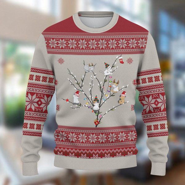 Cat Knitted Sweater, Gift for Cat Lovers, Cat Mom - KN028PA06 For Sale