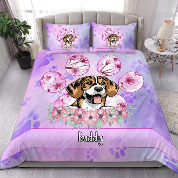 Dog Cherry Blossom Personalized Bedding Set, Personalized Gift for Dog Lovers, Dog Dad, Dog Mom - BD018PS08 For Sale - Image 2