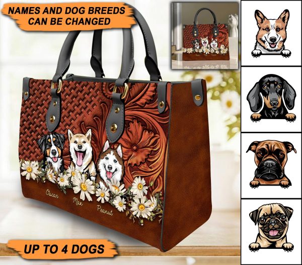 Dog Personalized Leather Handbag, Personalized Gift for Dog Lovers, Dog Dad, Dog Mom - LD015PS09 Fashion