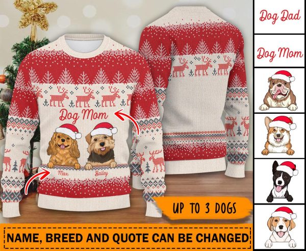 Personalized Dog Knitted Sweater, Personalized Gift for Dog Lovers, Dog Dad, Dog Mom - KN001PS09 For Sale