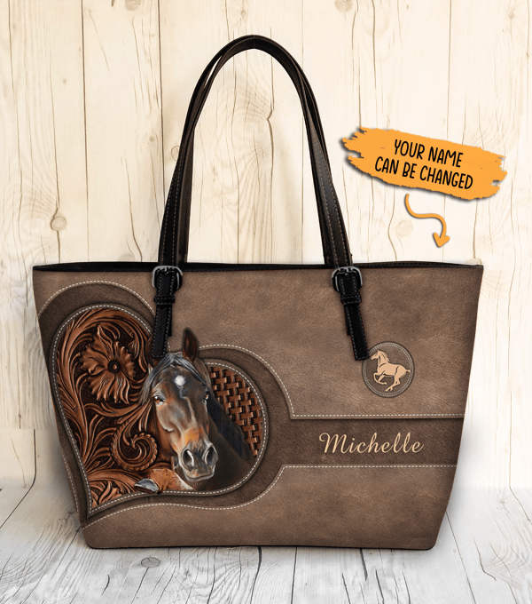 Personalized Horse Leather Tote-Bag, Personalized Gift for Horse Lovers - LT001PS06 Sale - Image 2
